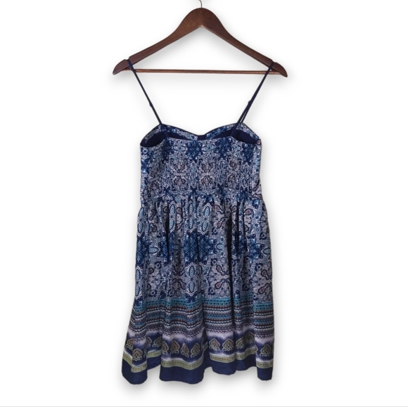 NWOT Band of Gypsies Blue Paisley Bustier Mini Fit and Flare Dress - Picture 2 of 8